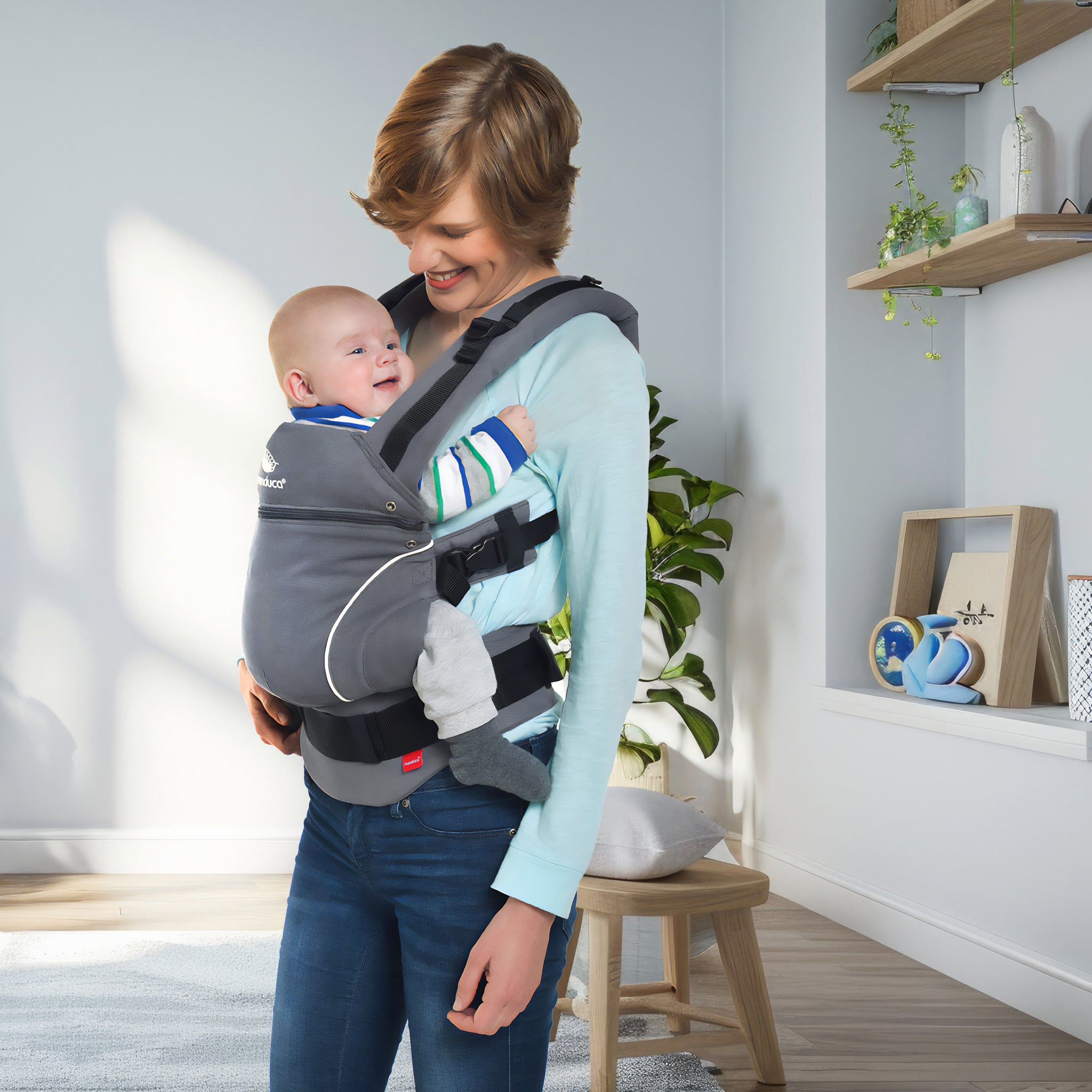 Ergonomic Baby Carrier Manduca First Pure Cotton Dark Grey – Gabi